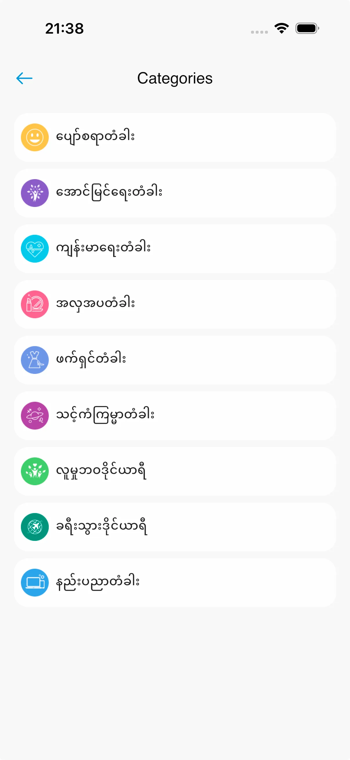 Lifestyle categories