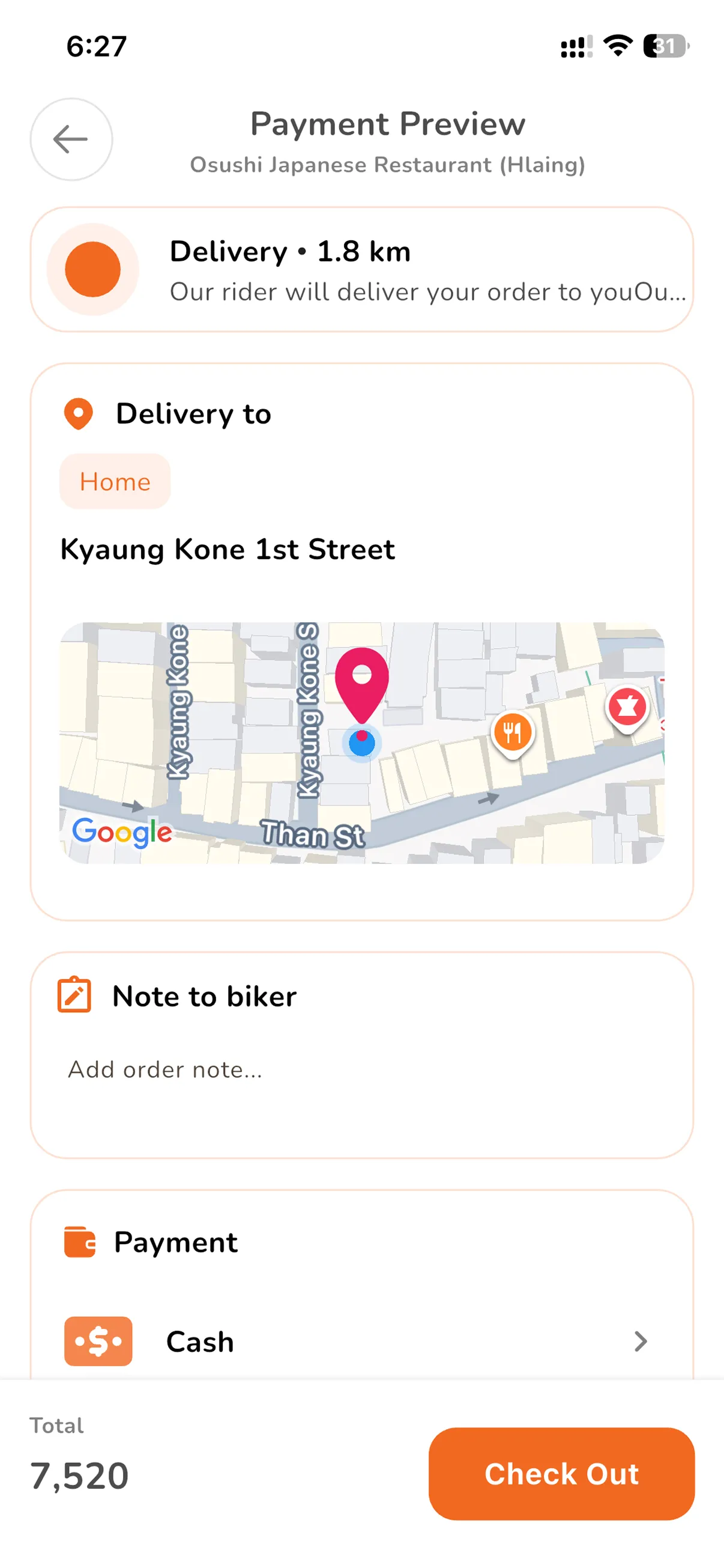 Delivery preview
