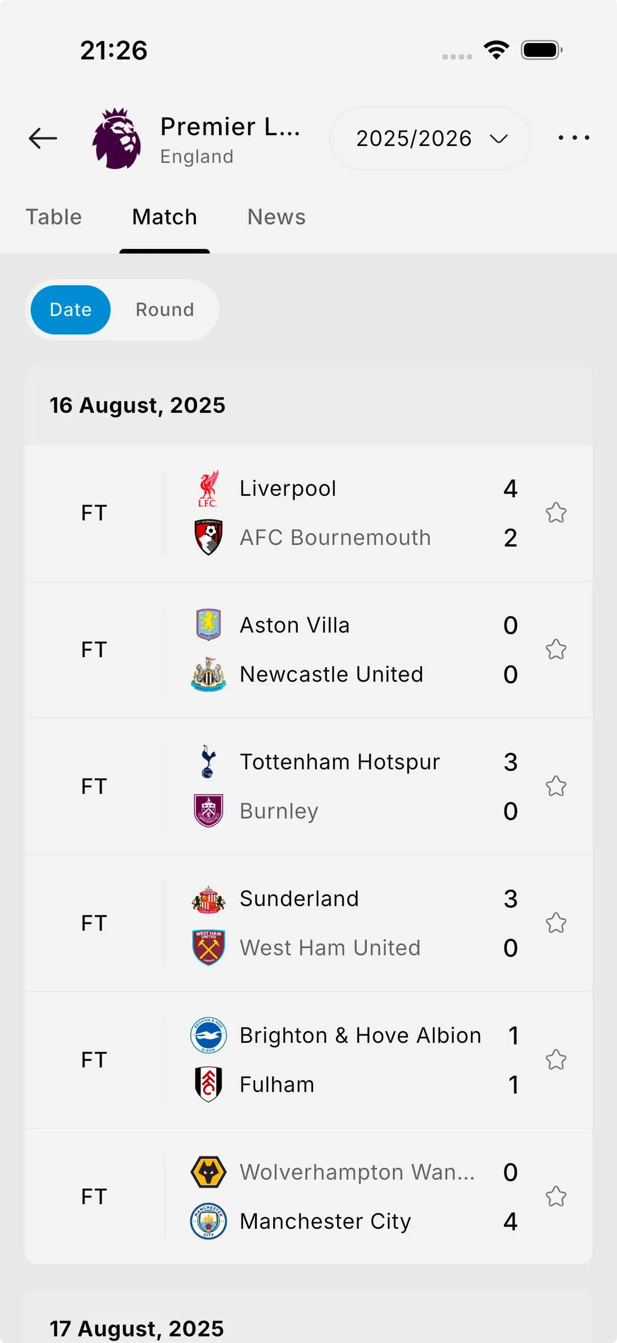 Fixtures & results