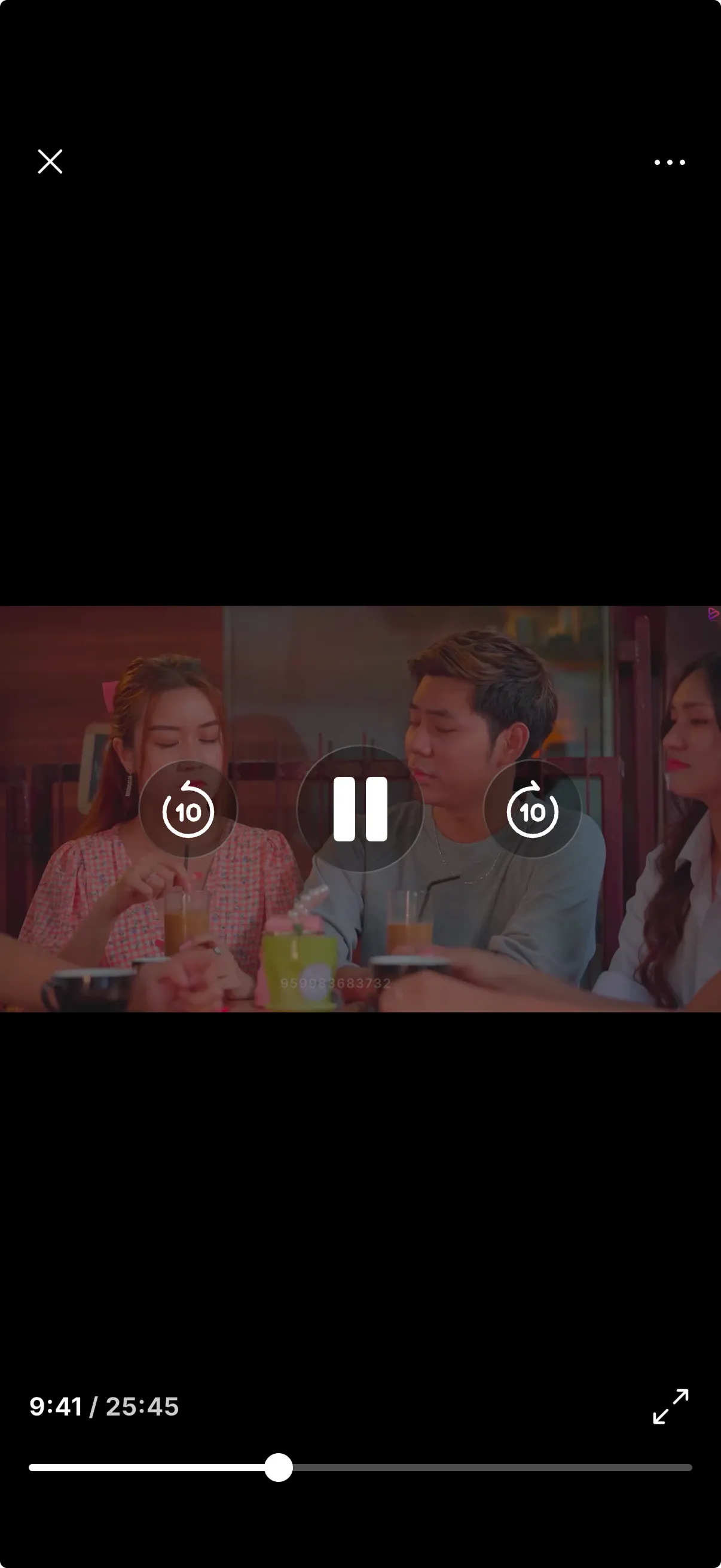 Custom secure media player displaying stream playback controls on mobile device