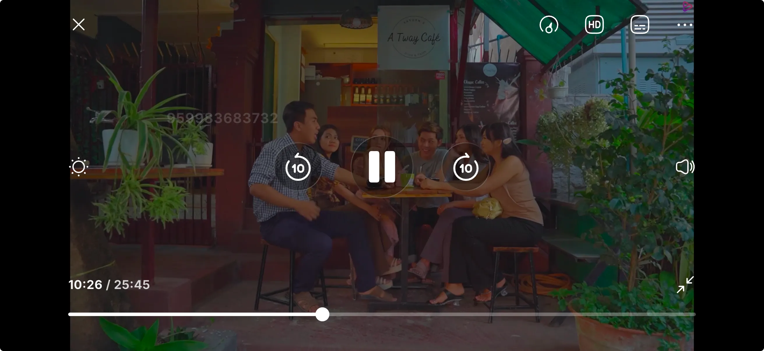 Video player interface showing active media playback options and controls