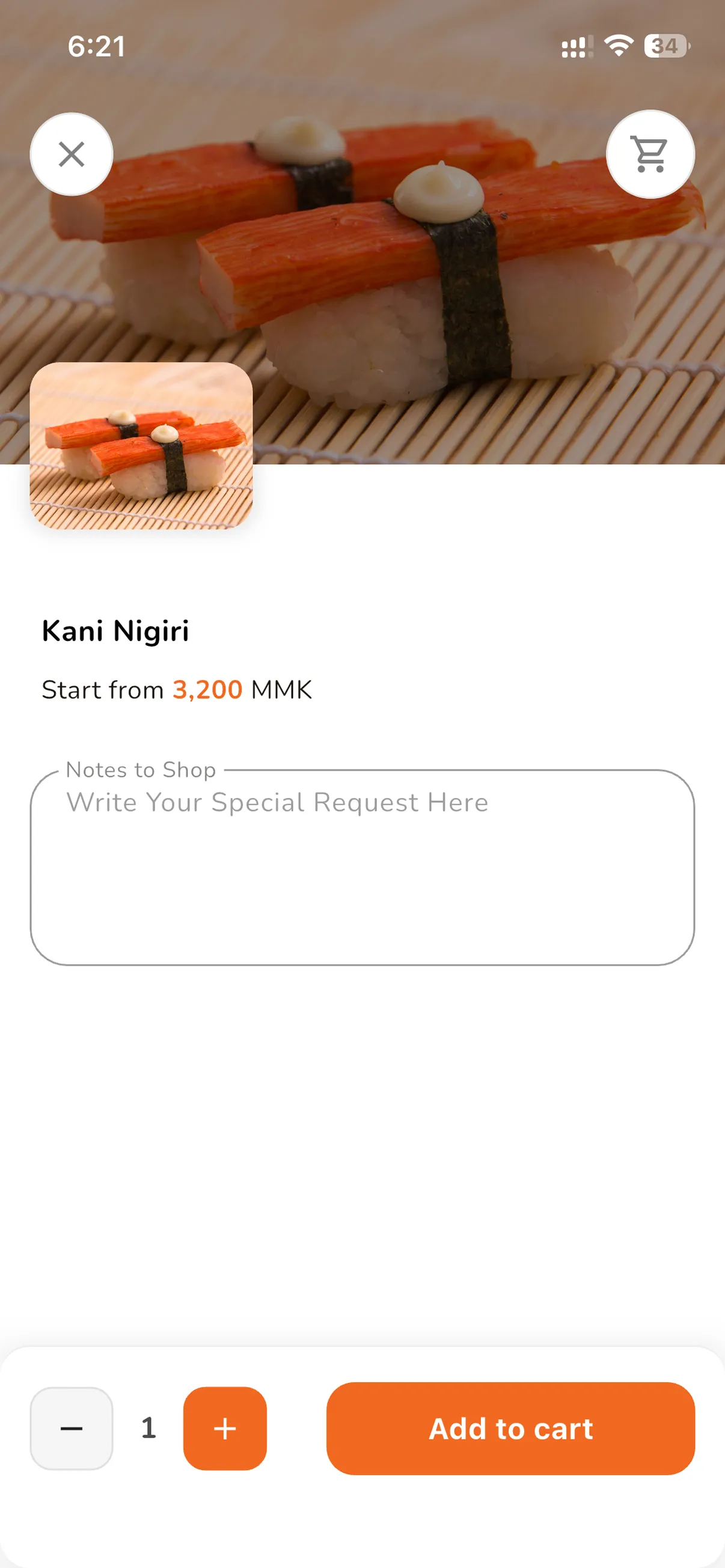 Menu & item detail