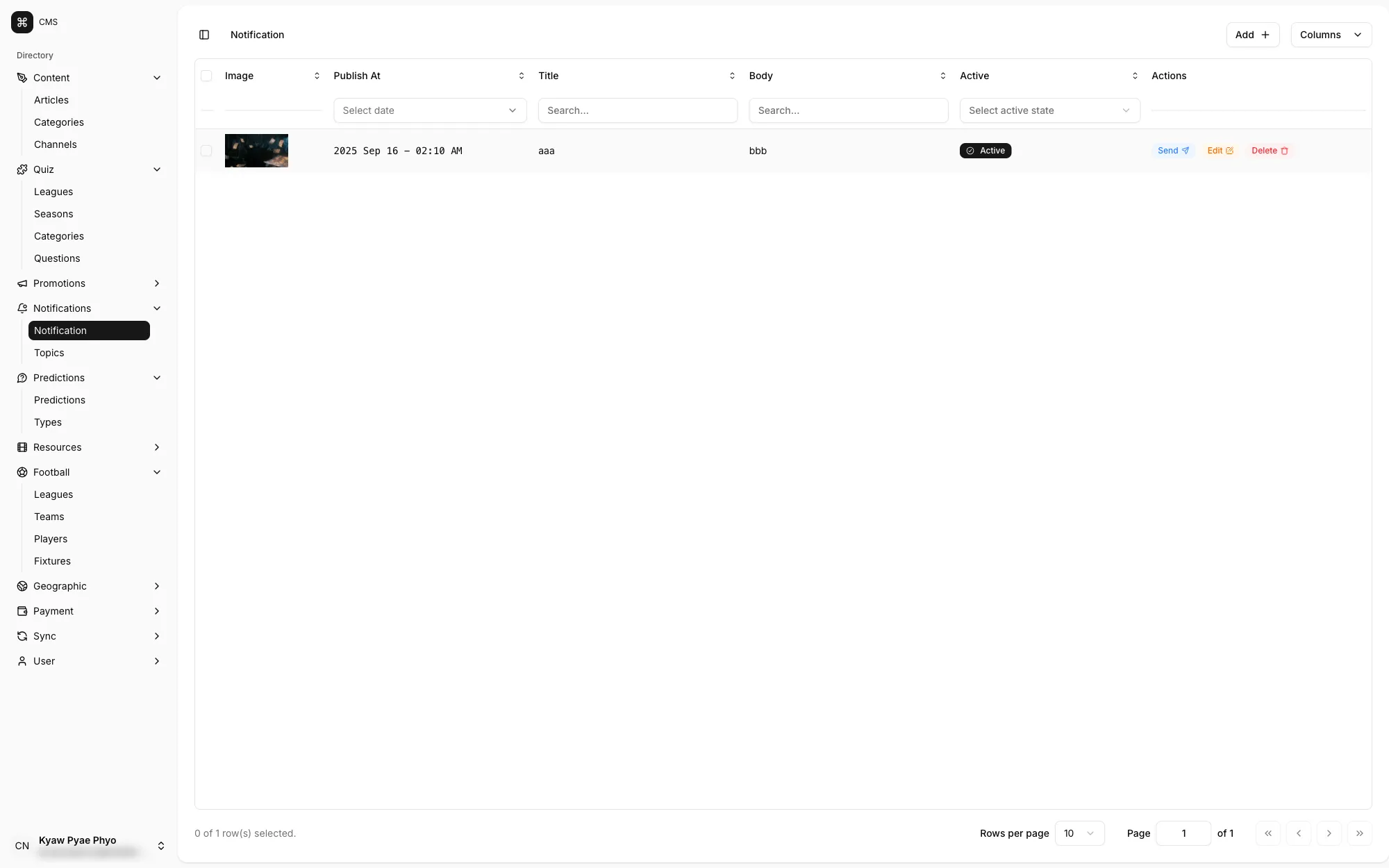Push notification composer